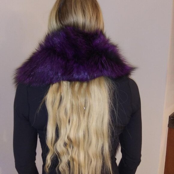 NEW stunning Purple FOX real Fur SAGA Collar Scarf Scarve-only one in this color - Picture 3 of 3